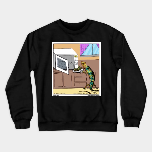 Lizard Using The Microwave Funny Reptile Novelty Gift Crewneck Sweatshirt by Airbrush World